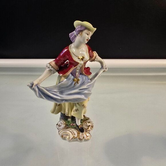 Rare Vintage Capodimonte Italian Porcelain Dancing Lady Figurine Statuette 7" - Picture 3 of 10